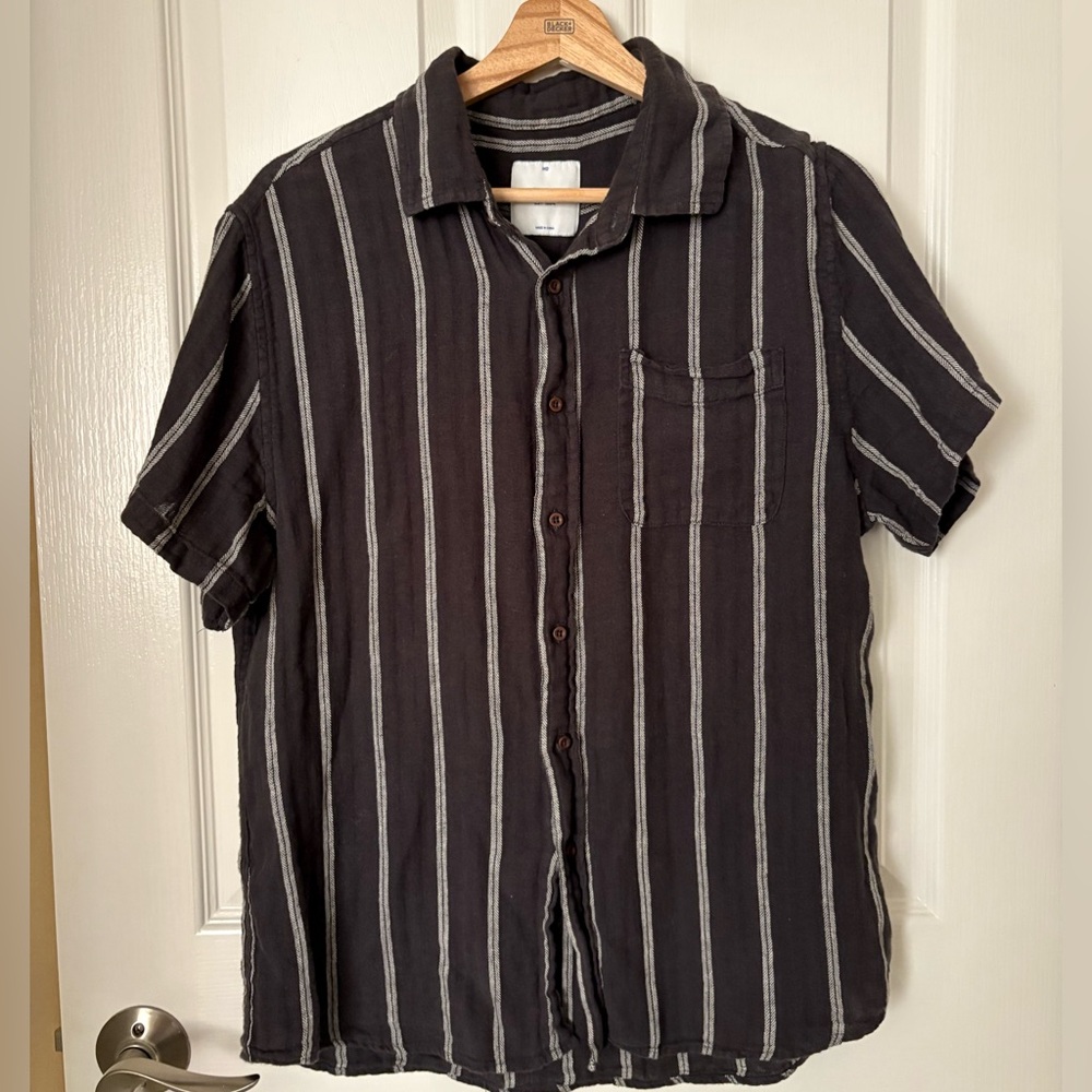 Katin Black and White Striped Button Down